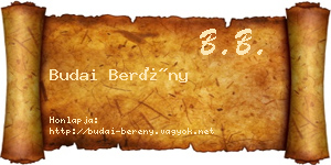 Budai Berény névjegykártya